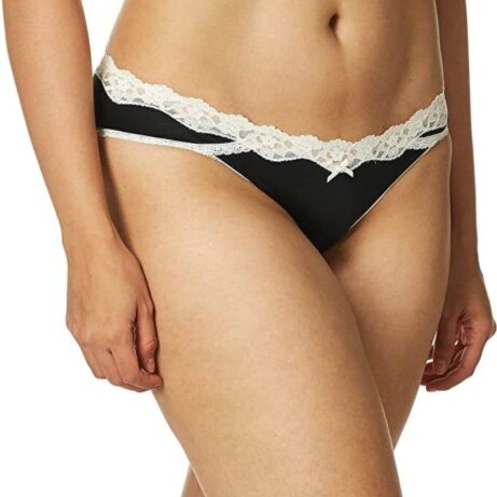 Maidenform NWT Black Ivory Lace Trim Sexy Bikini DM0016 L 7